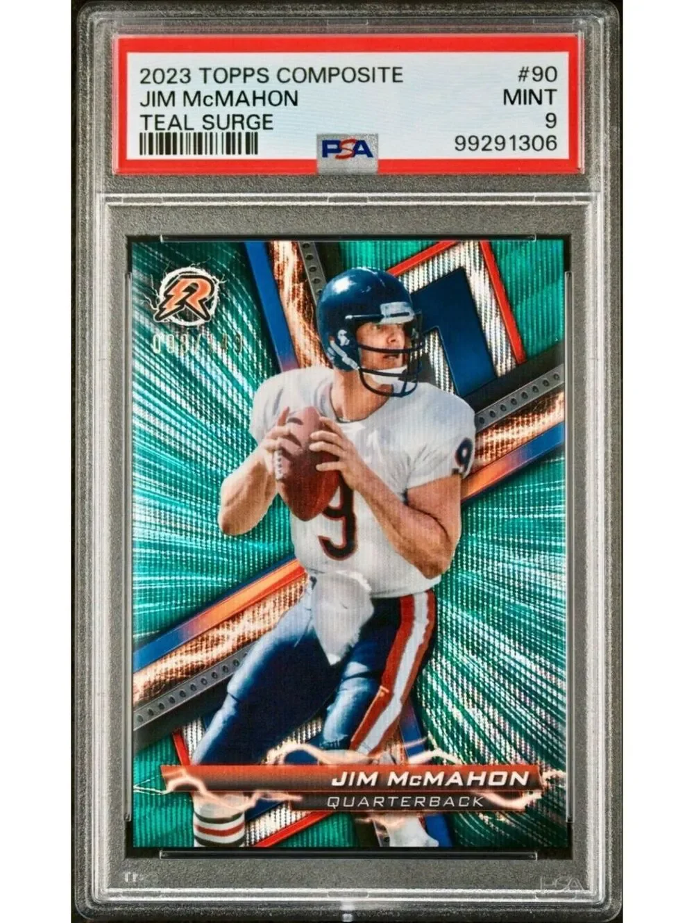 Jim McMahon 2023 Topps Resurgence NFL #90 Teal Surge 098/149 Card PSA 9 Mint